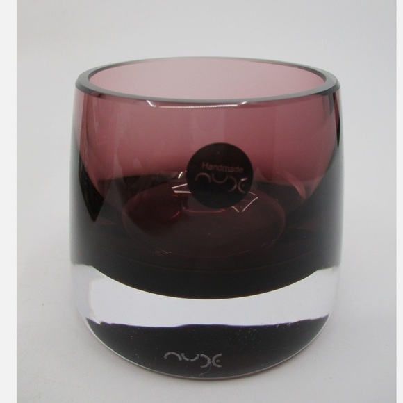 Nwb Nude Crystal Glass Candle Holder 2 piece set burgundy - Picture 3 of 9